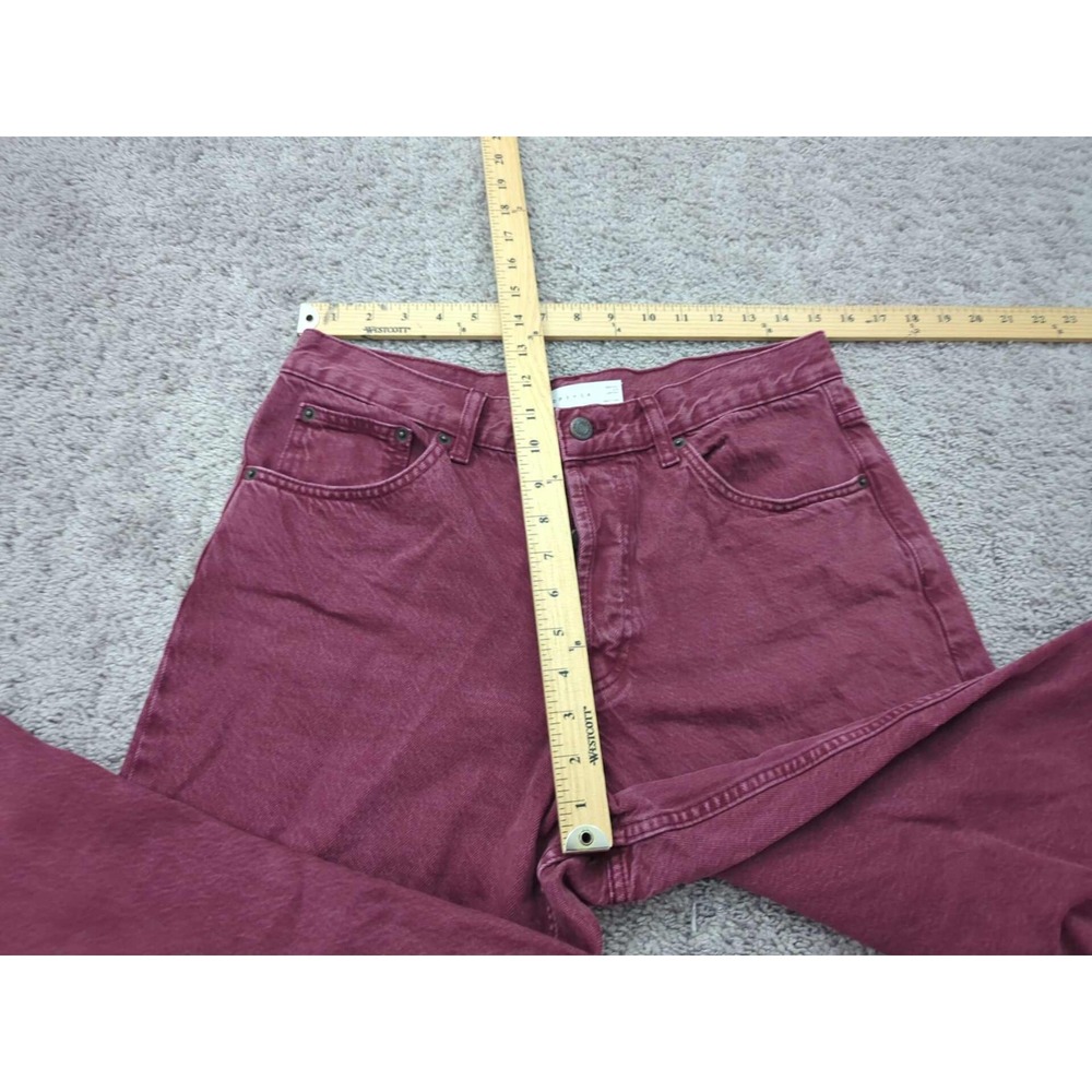 Topshop‎ Jeans Womens 30x27 Red Denim High Rise Straight Leg 90s Retro Classic - Picture 3 of 9